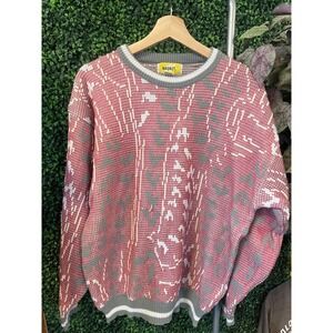 vtg BARBIE PINK SWEATER large cute floral garden classic wool 3D winter flower